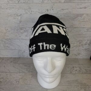 Vans Off The Wall Beanie Adult Black Knit Cuffed Hat Skull Cap Checker Skate